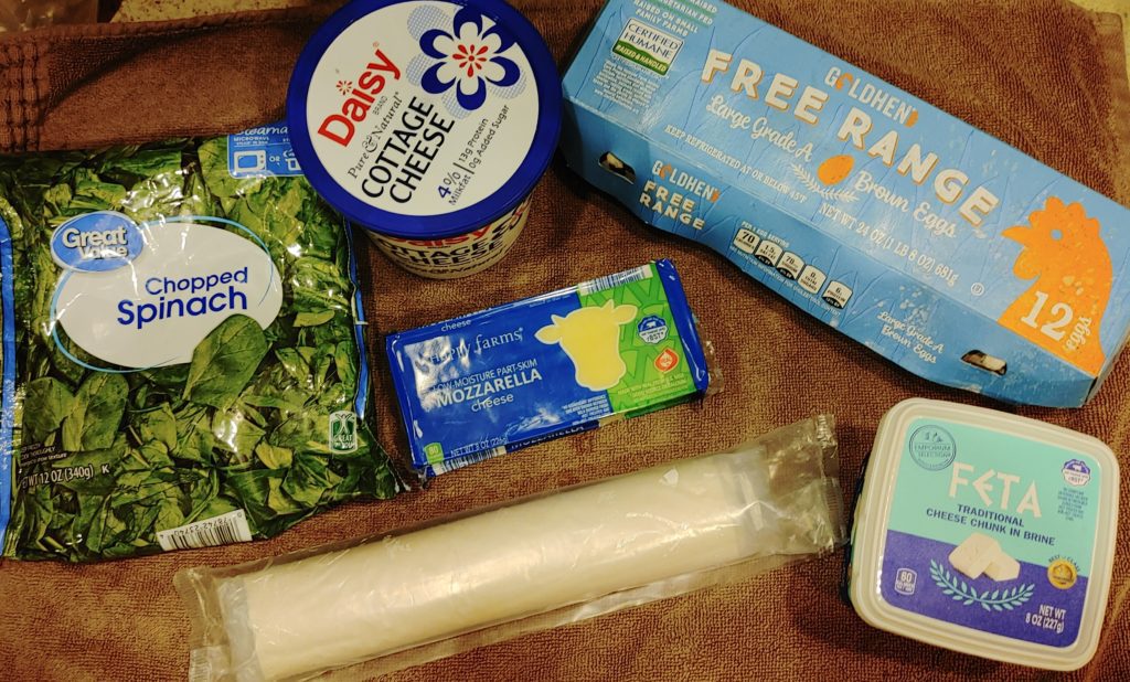 INGREDIENTS TO MAKE CHEESY SPINACH PHYLLO PIE