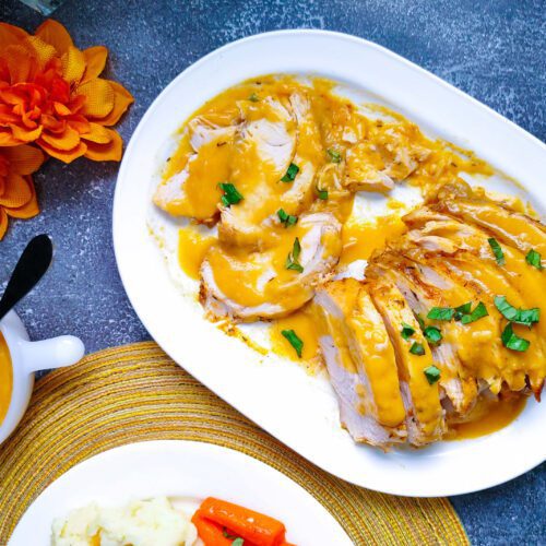 SET AS FEATURED IMAGE #2 SLICED AND PLATED TURKEY BREAST IN A GRAVY SAUCE
