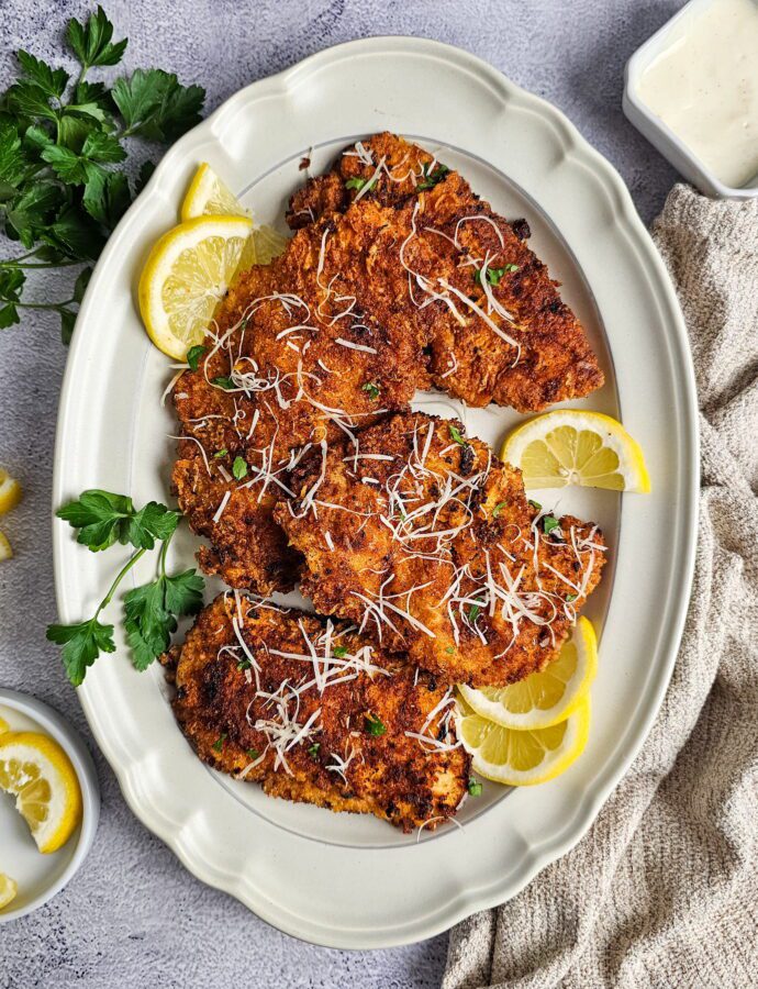 Crispy Ranch Parmesan Chicken Cutlets (The Coating Never Falls Off)