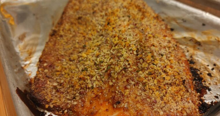 PECAN PANKO CRUSTED DIJON BAKED SALMON