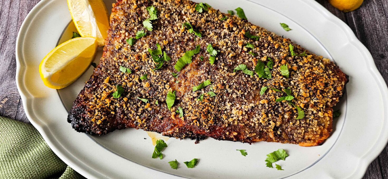 Quick Baked Salmon with Pecan Panko Crunch