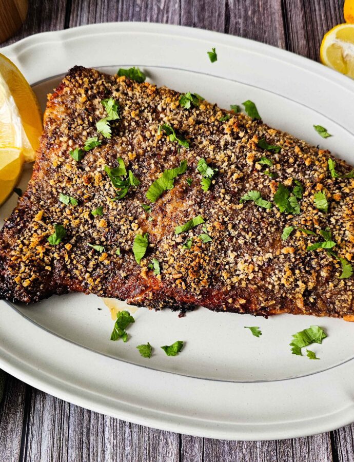 Quick Baked Salmon with Pecan Panko Crunch