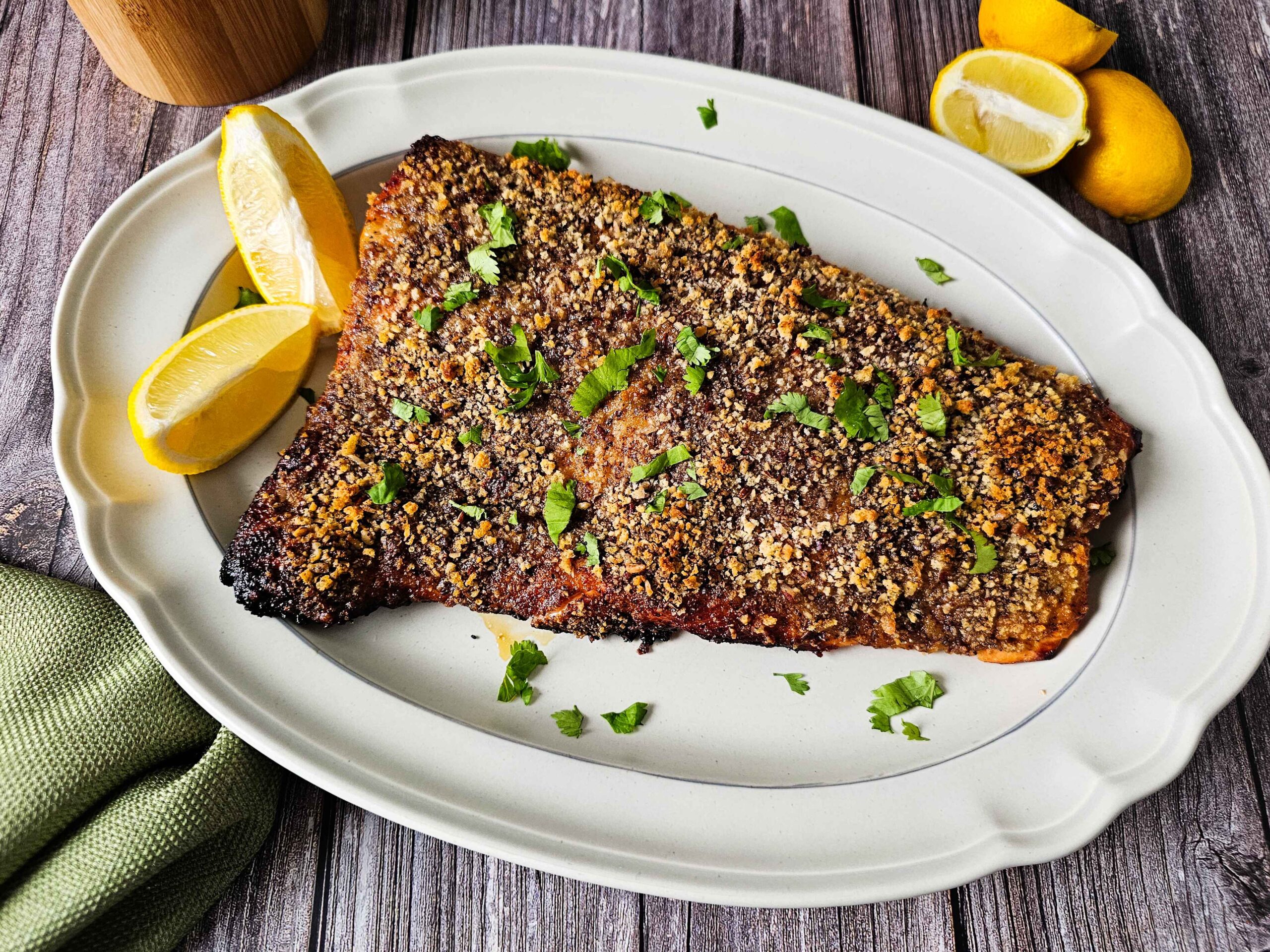 Quick Baked Salmon with Pecan Panko Crunch