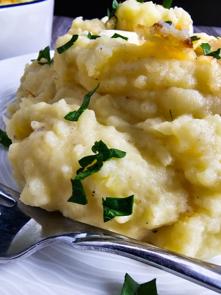 Chantilly mashed potatoes portioned for storage in an airtight container