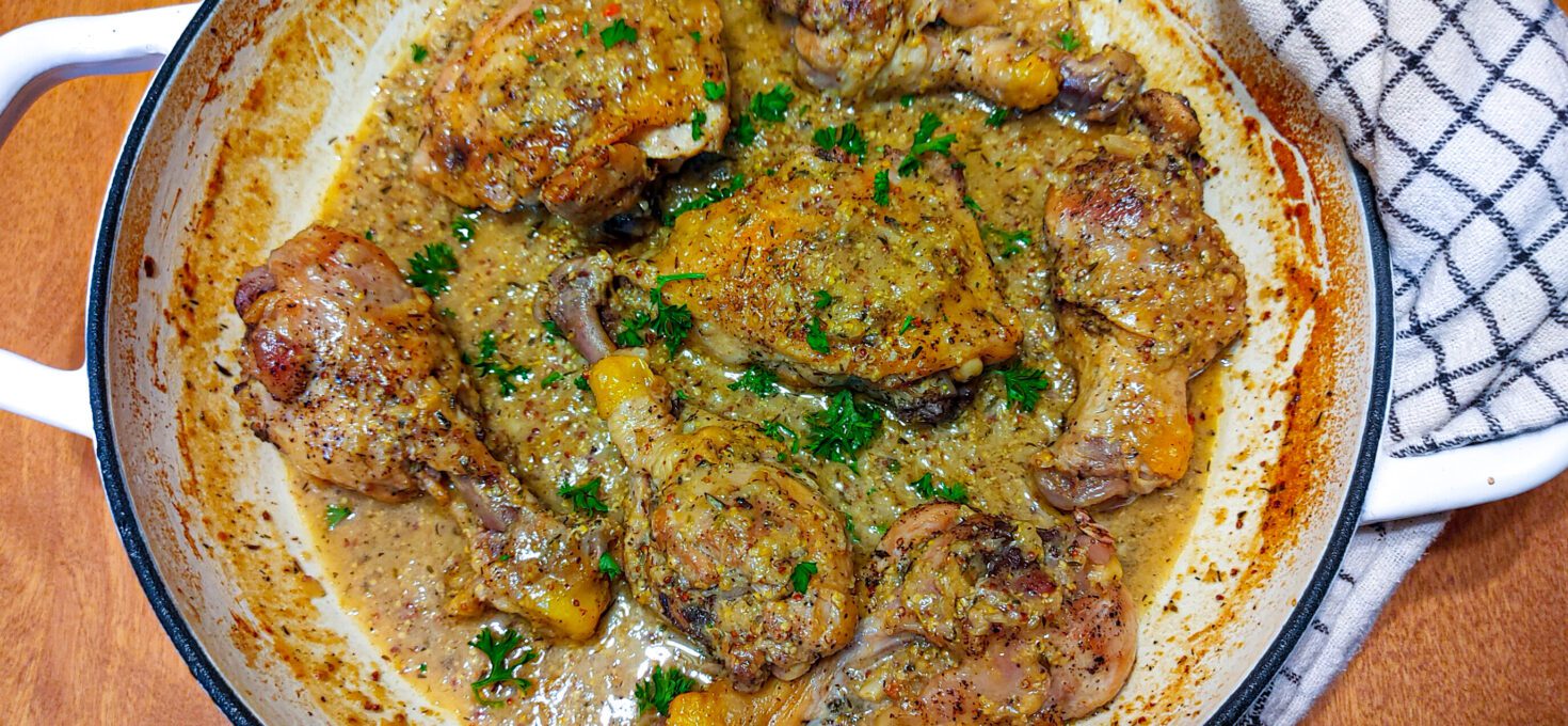 White Wine Braised Mustard Chicken