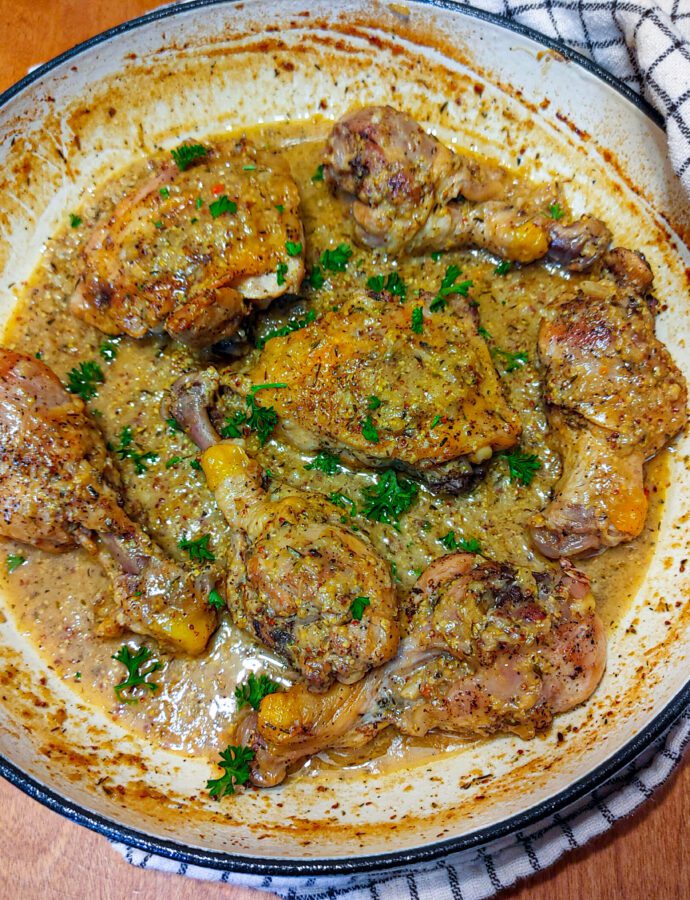White Wine Braised Mustard Chicken