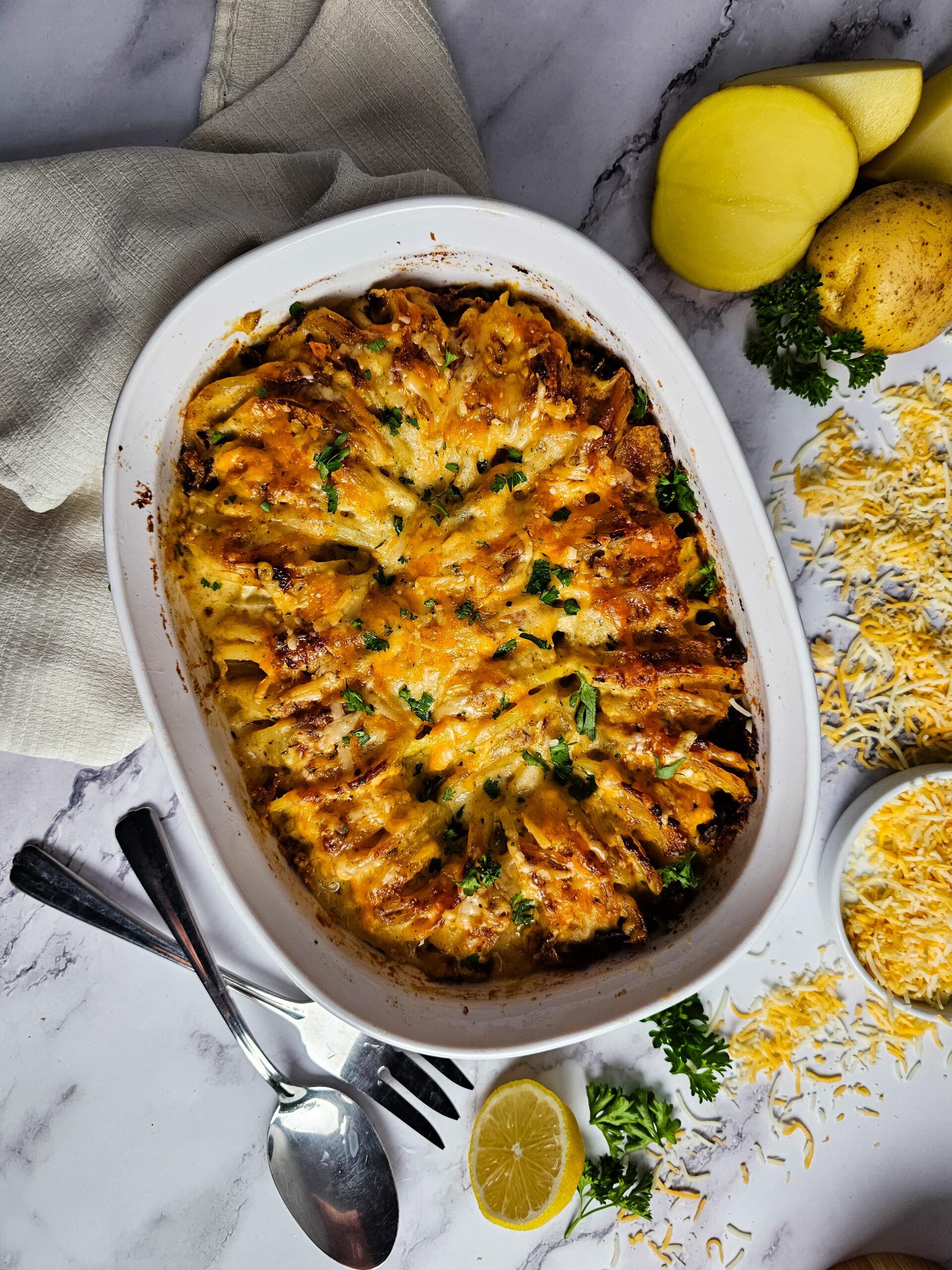 REST AND SERVE THE POTATOES AU GRATIN