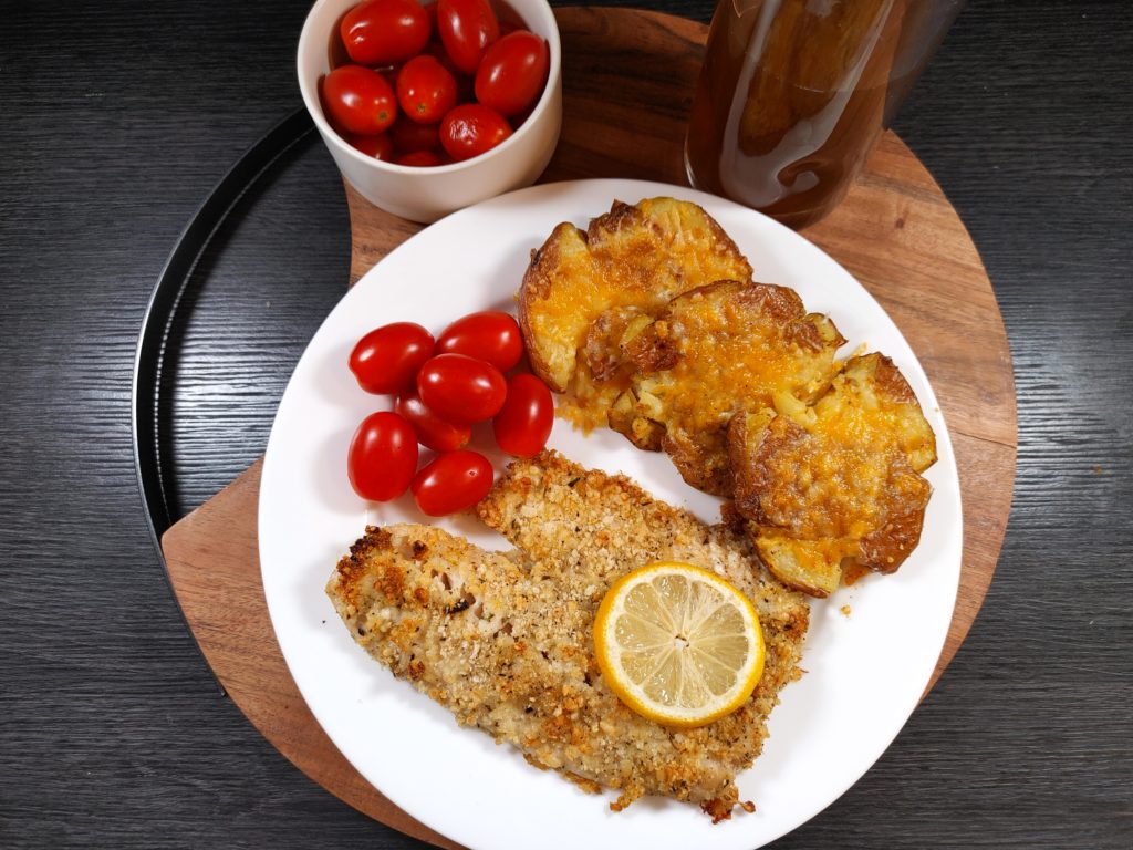 PLATED SIMPLE PARMESAN CRUSTED TILAPIA