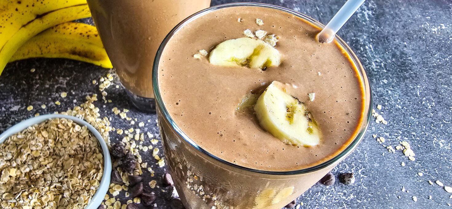 Rich Chocolate Banana Peanut Butter Oat Smoothie