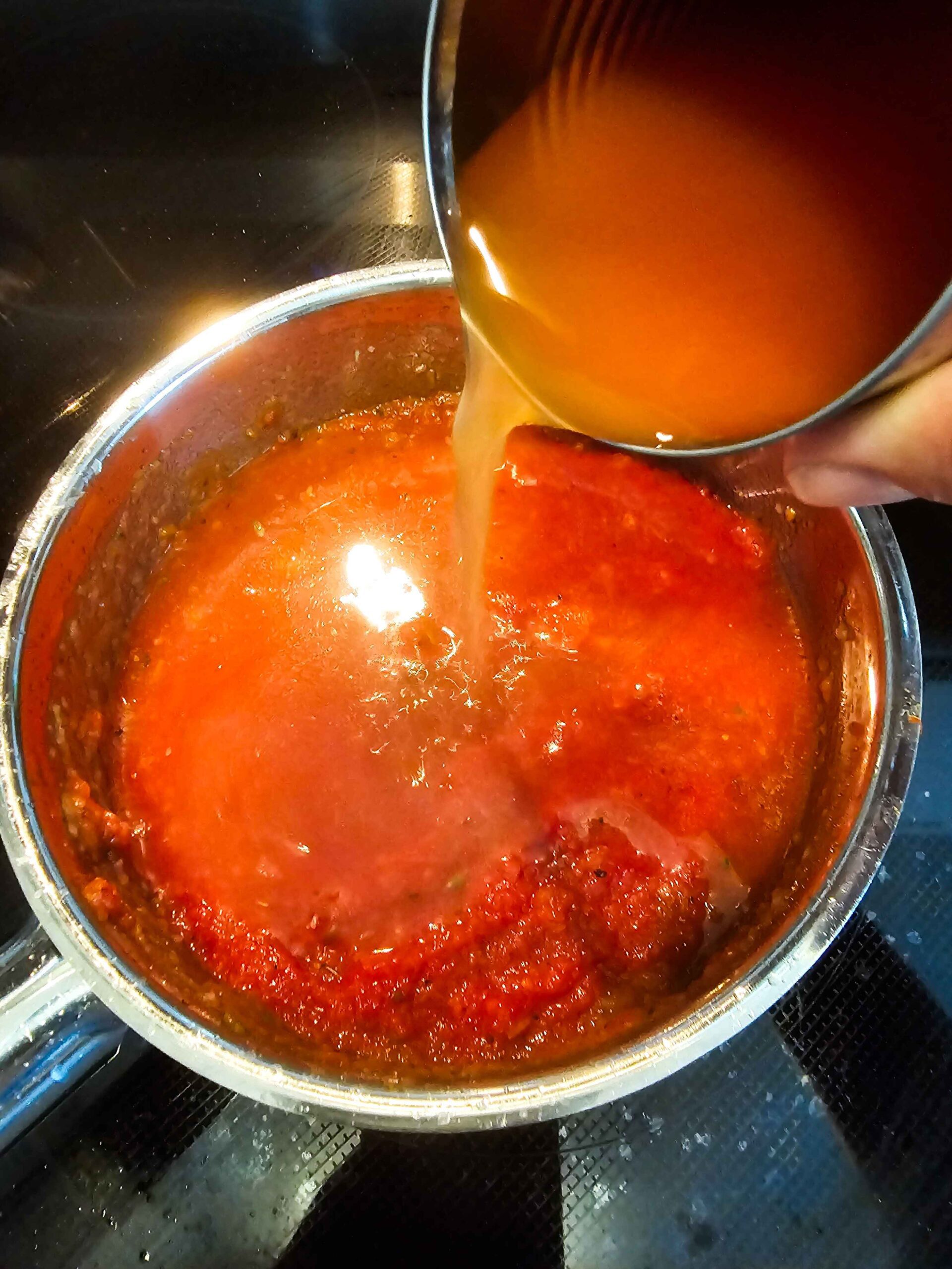 ADD WATER TO ADJUST SAUCE CONSISTENCY