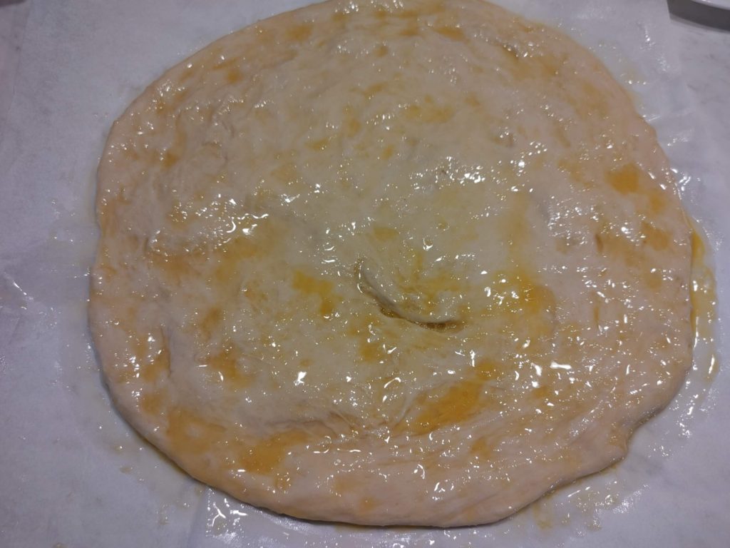 Dough brushed with butter garlic