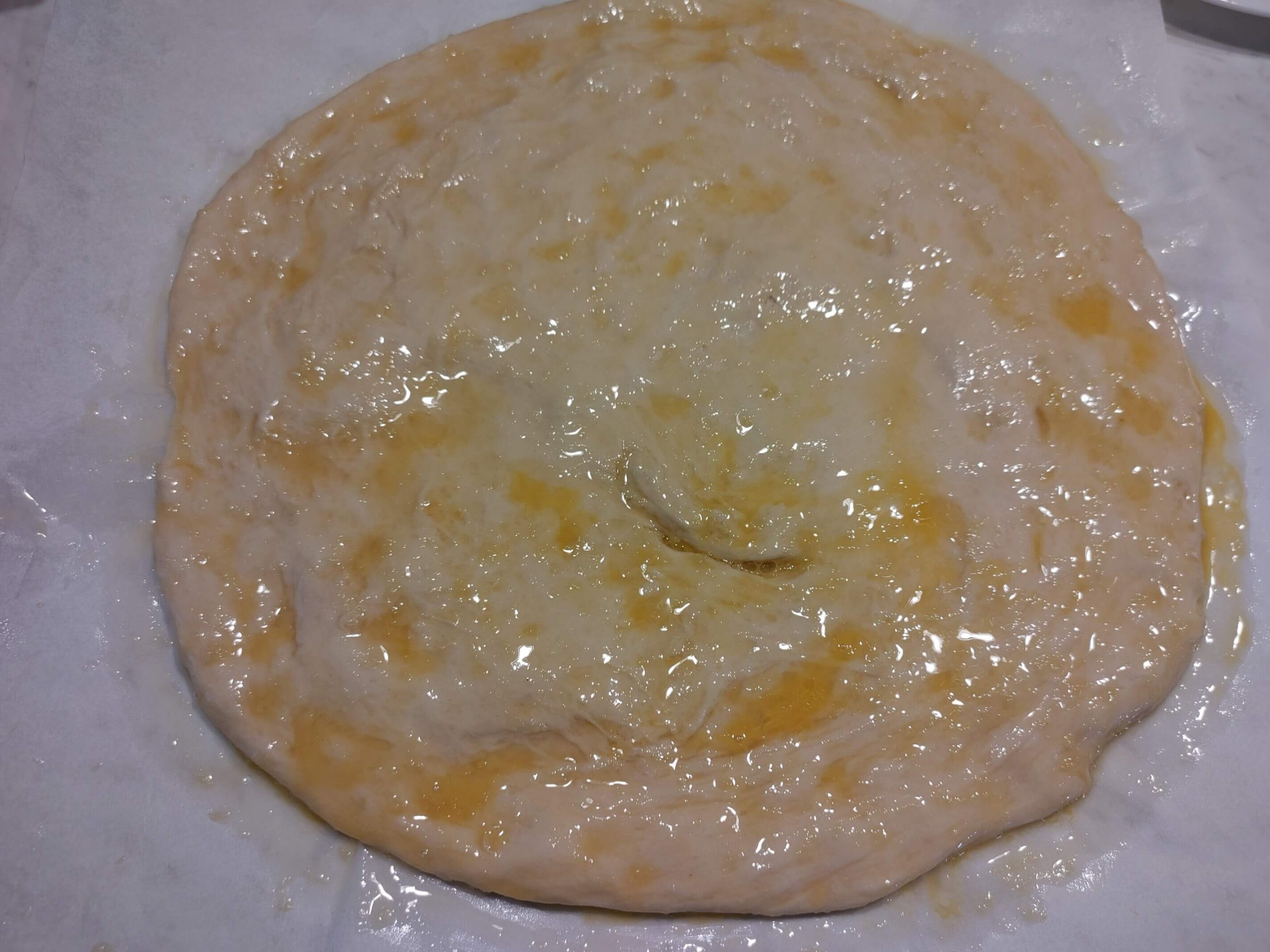 Dough brushed with butter garlic