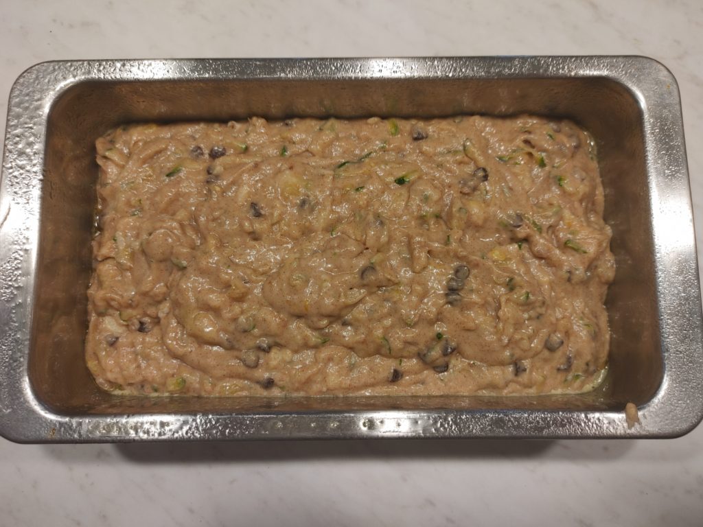 BANANA BREAD POURED INTO LOAF PAN