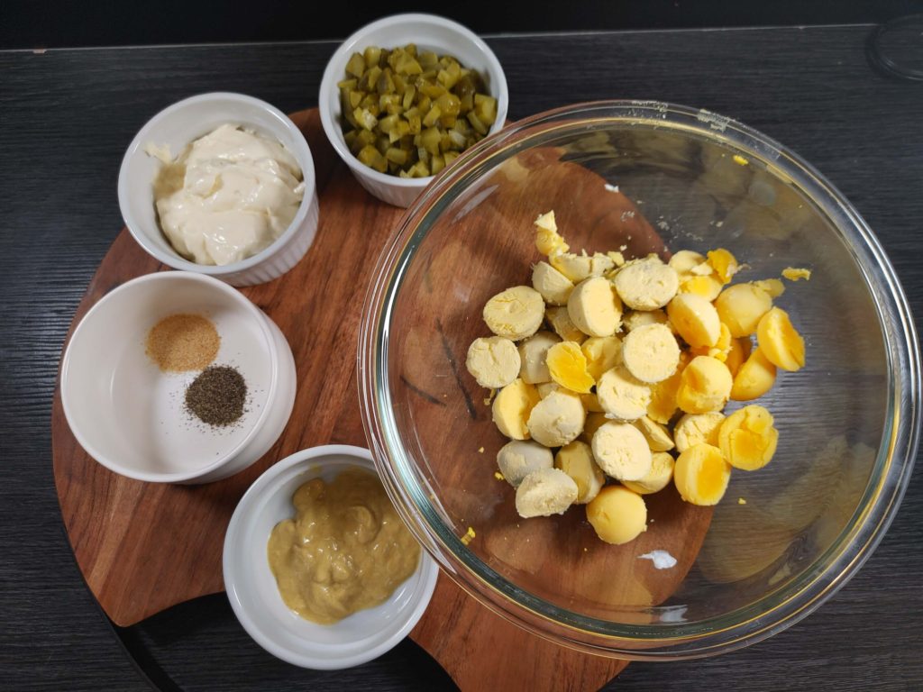 INGREDIENTS FOR DEVILED EGGS