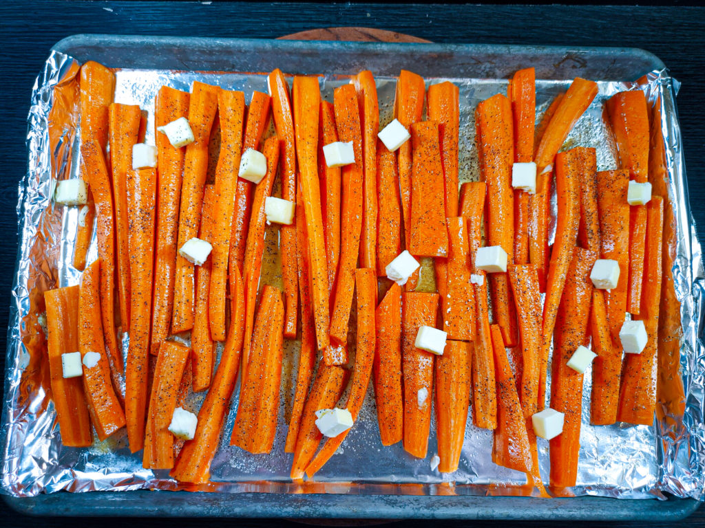 MAPLED ROASTED CAROTS READY TO GO IN OVEN