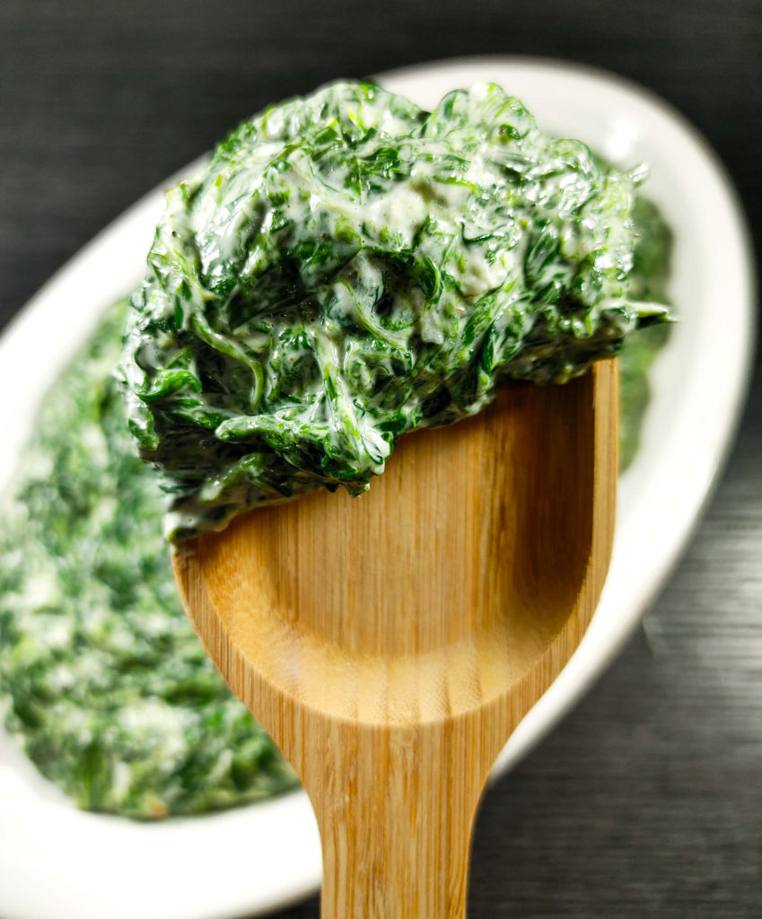 CREAMED SPINACH ON A SPOON