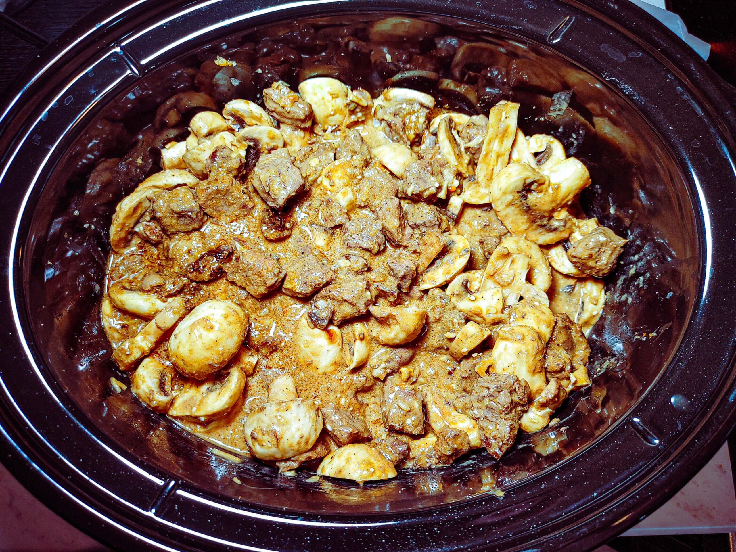 ALL INGREDIENTS IN THE CROCKPOT READY TO COOK