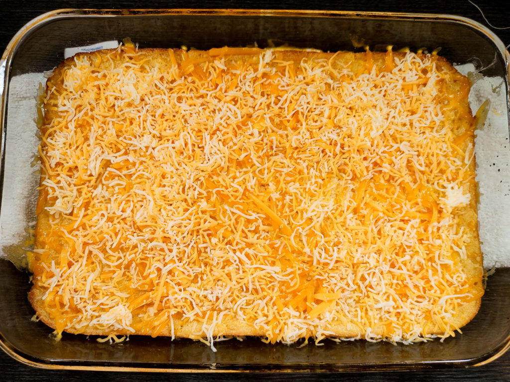 CHEDDAR CHEESE ON TOP OF CORN CASSEROLE