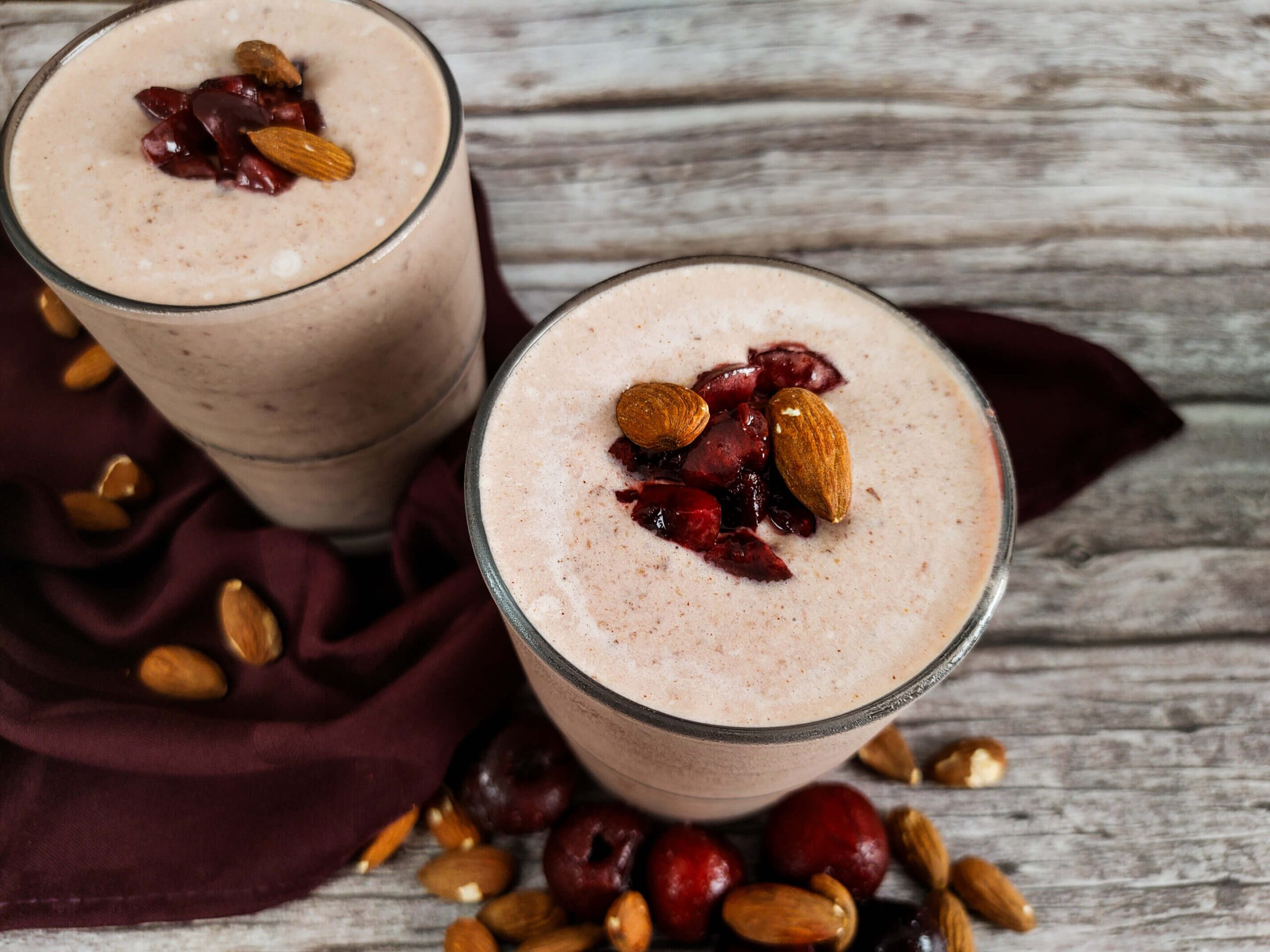 Sweet Cherry Almond Flaxseed Smoothie