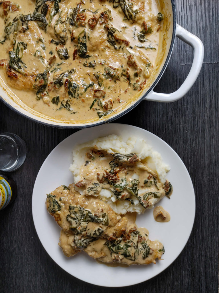 PLATED CREAMY TUSCAN CHICKEN