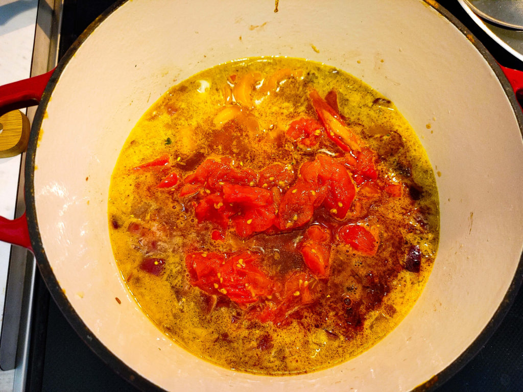 PREPARING CREAMY ROASTED TOMATO BASIL SOUP