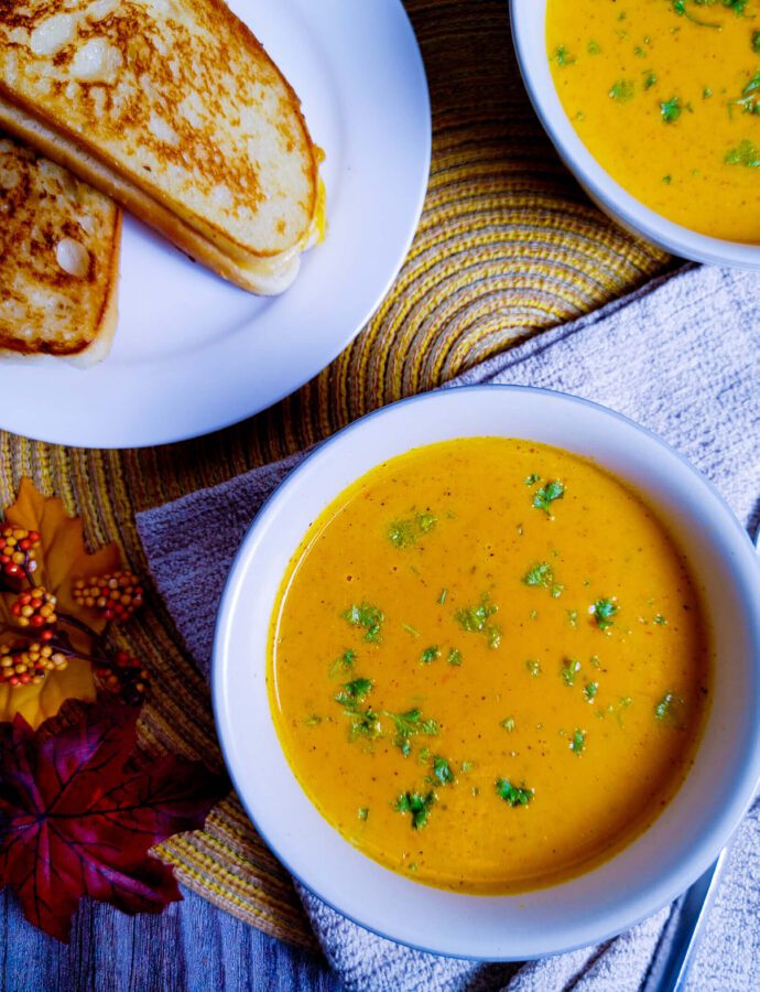 Red Pepper Smoked Gouda Pumpkin Soup