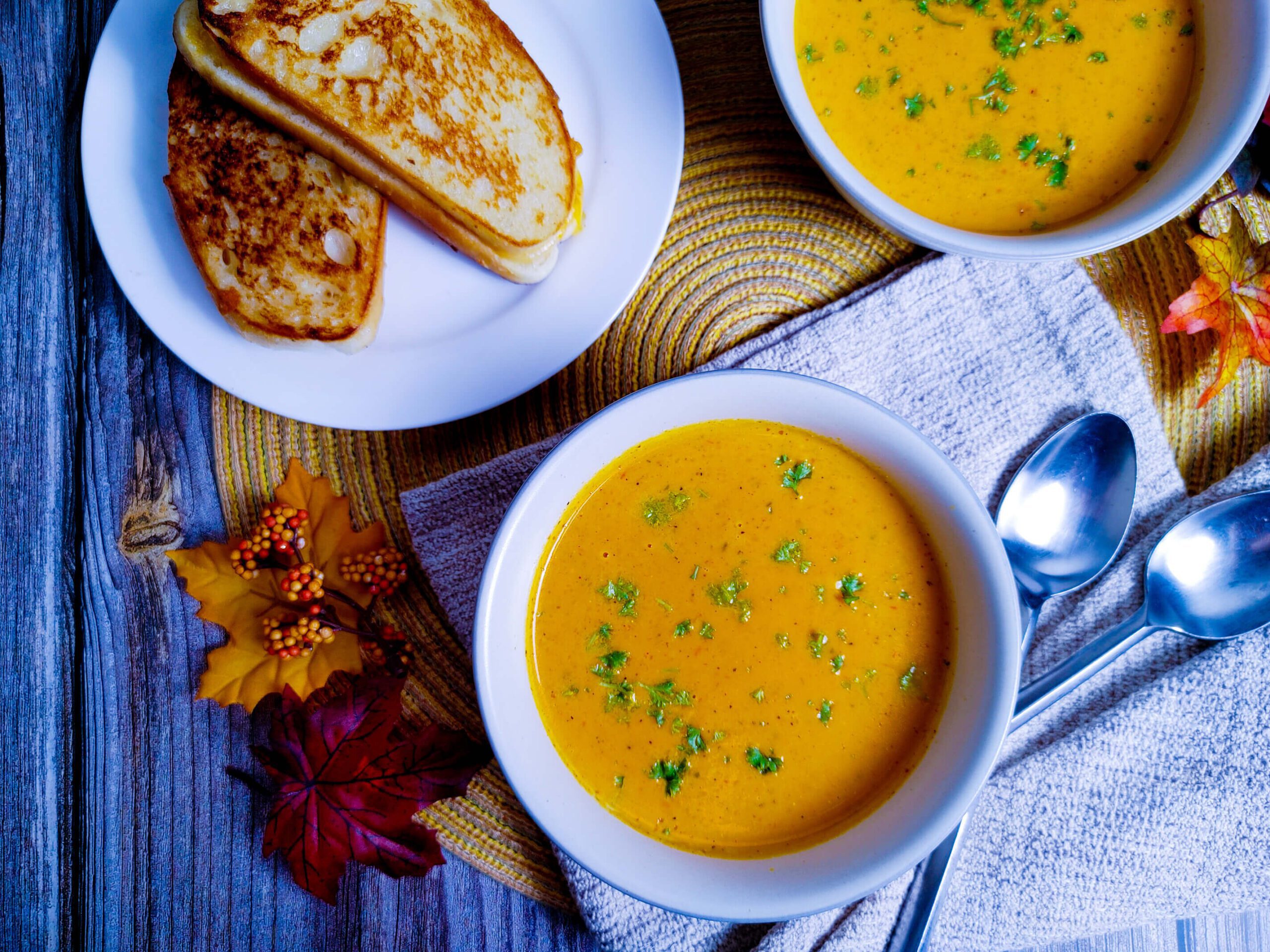 Red Pepper Smoked Gouda Pumpkin Soup