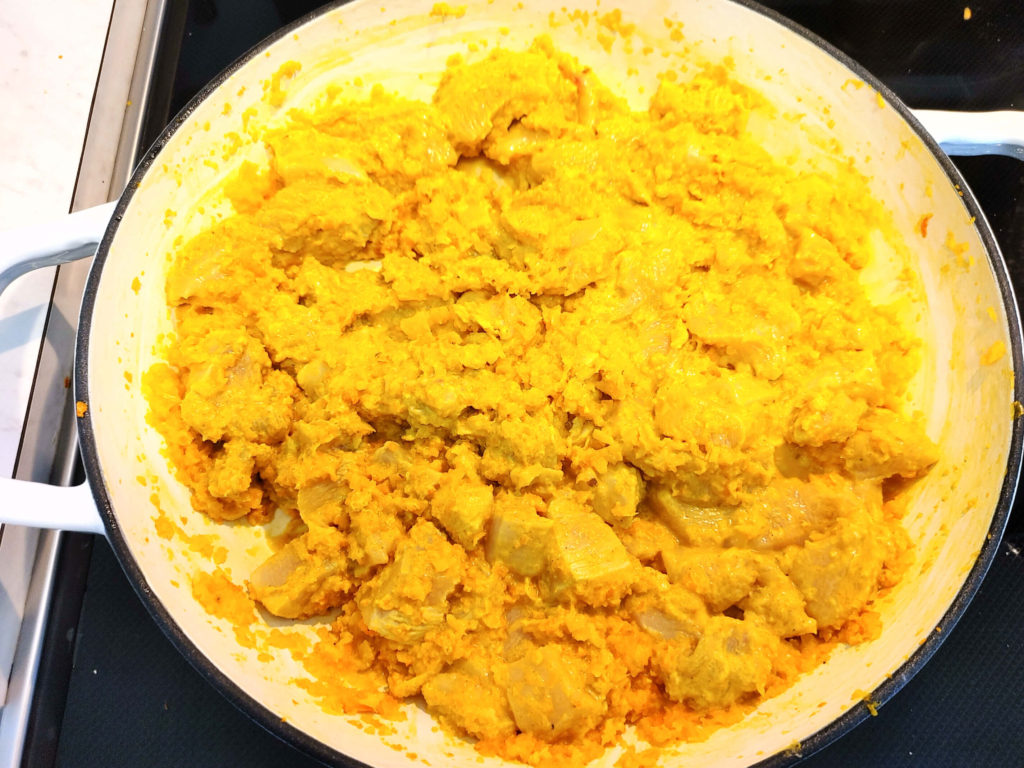 COOKING THE CHICKEN FOR THE PUMPKIN CHICKEN CURRY
