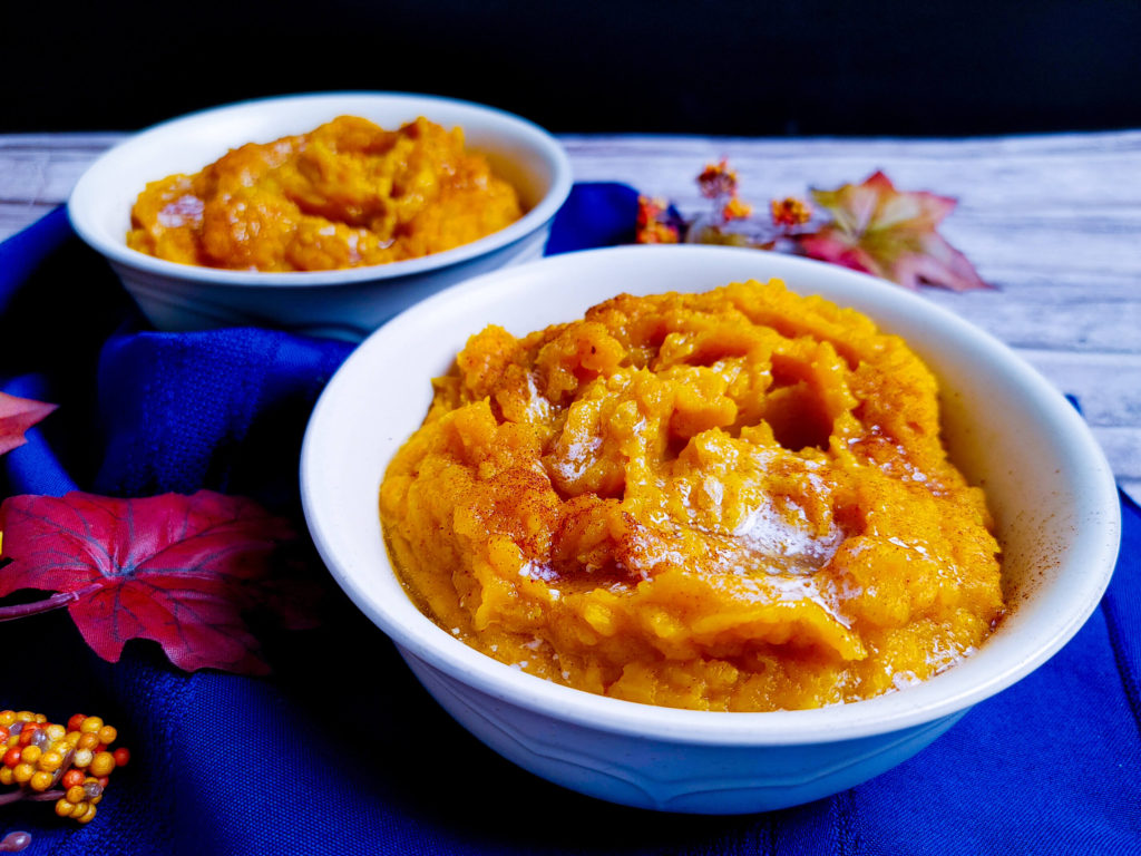 ANGLED PICTURE OF THE HONEY CHIPOTLE BUTTERNUT SQUASH MASH