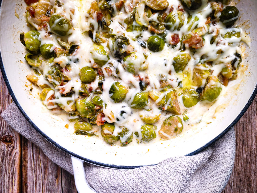 FINISHED CREAMY BACON BRUSSELS SPROUTS