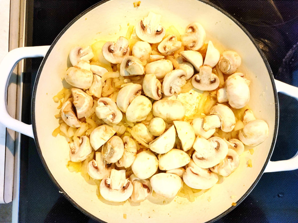 SAUTE THE MUSHROOMS AND ONIONS