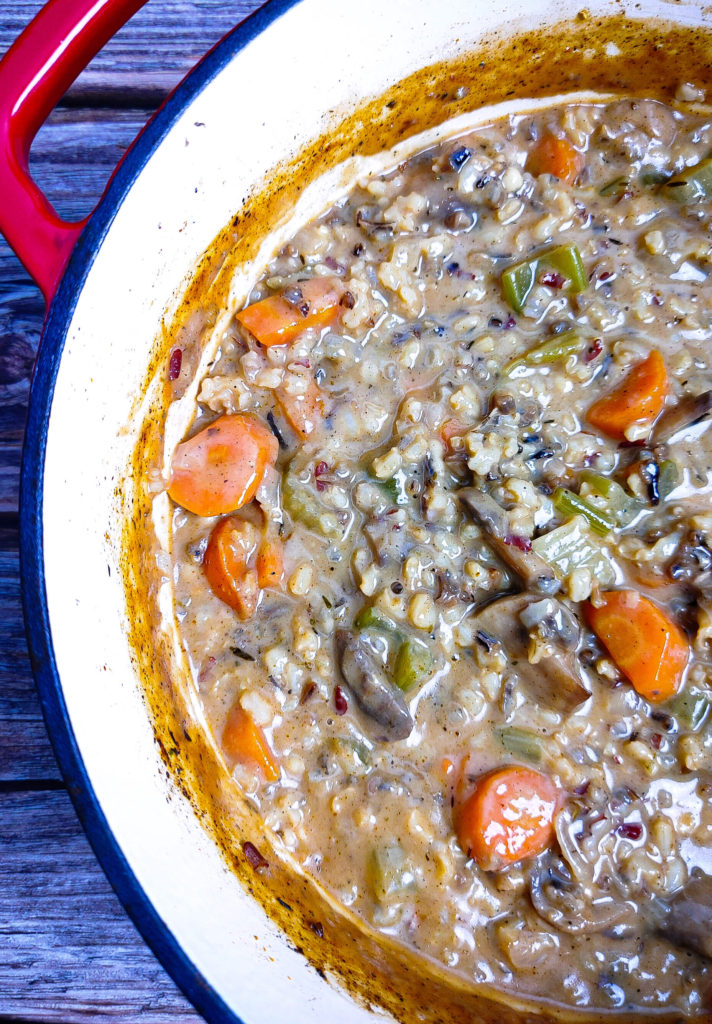 UP CLOSE MUSHROOM AND WILD RICE SOUP