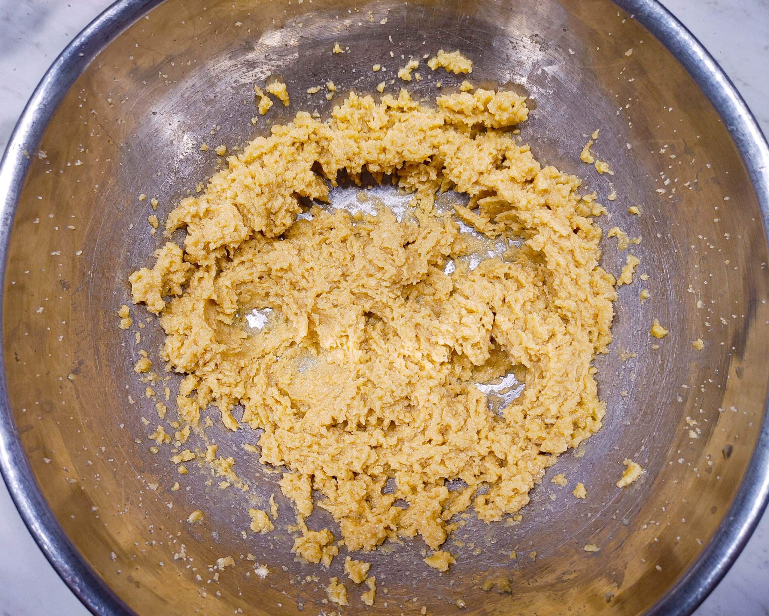 butter, sugar, vanilla and eggs beaten together