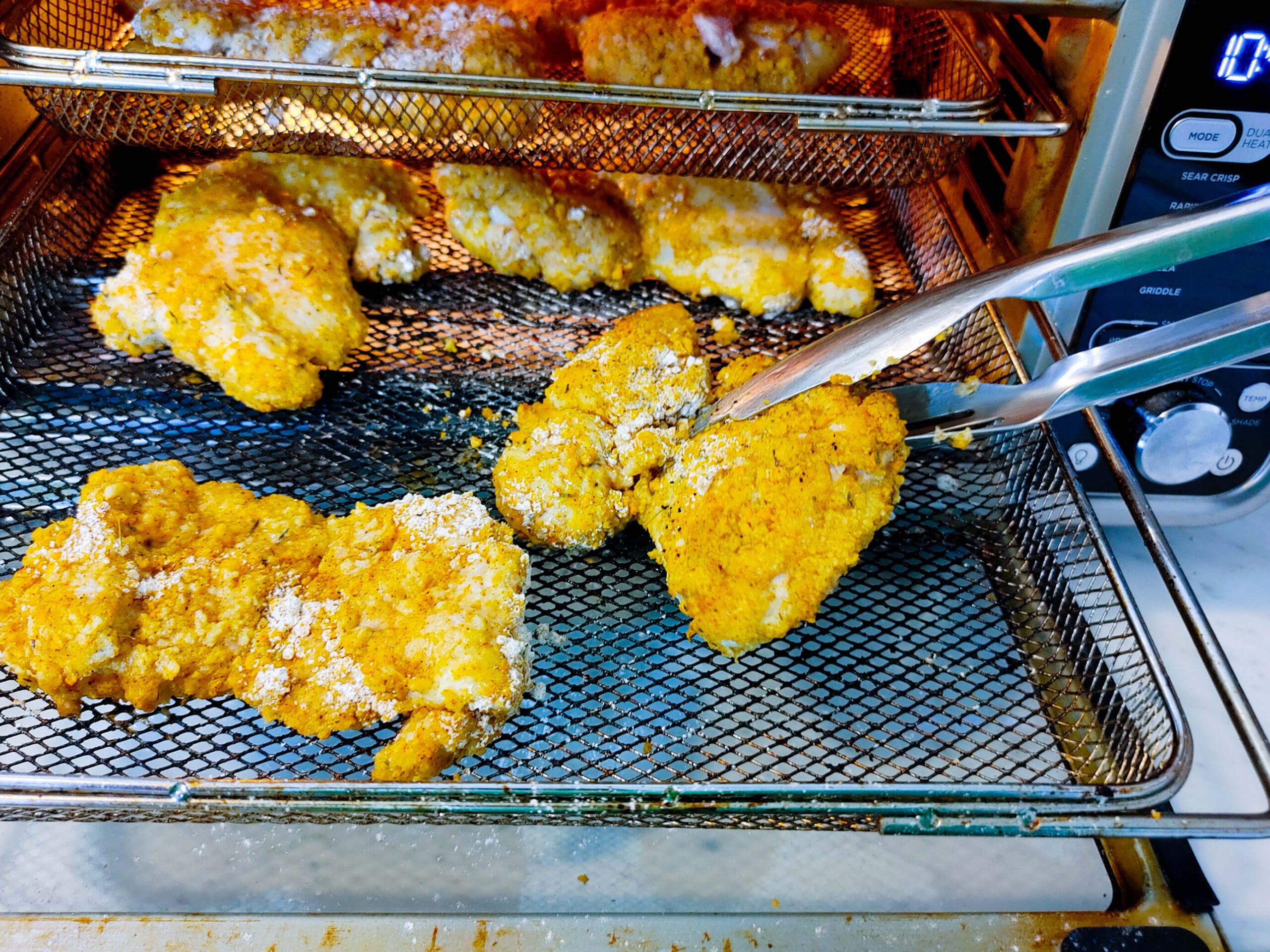 air fryer panko chicken thighs cooked to golden brown crispy 165 degrees internal temperature