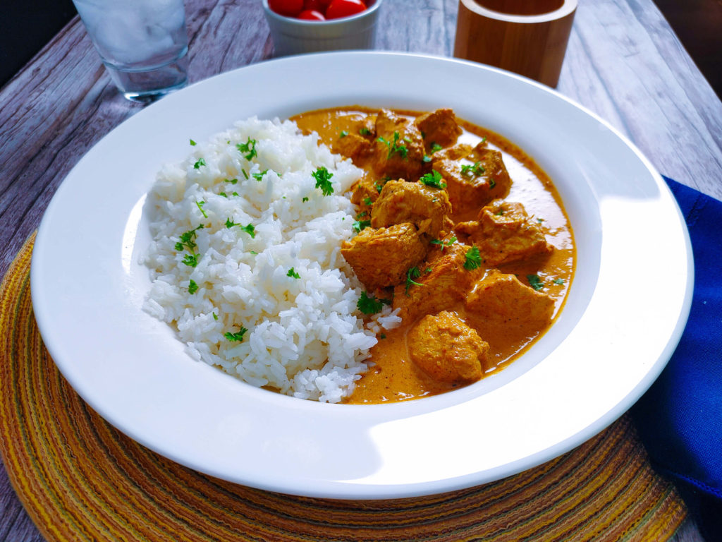 Rice and Chicken plated