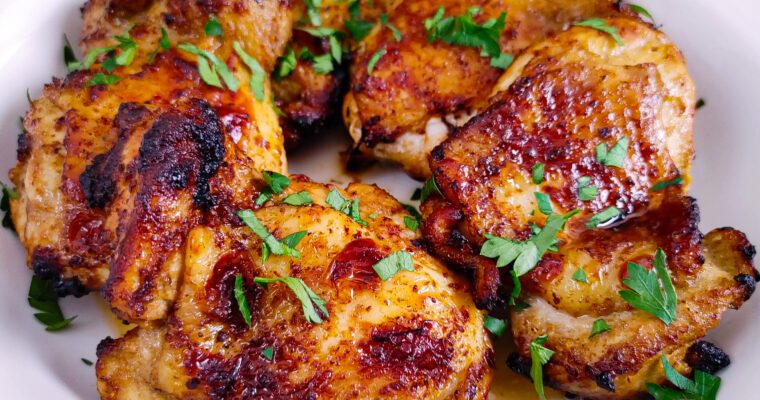 CRISPY AIR FRYER CHICKEN THIGHS FEATURED IMAGE