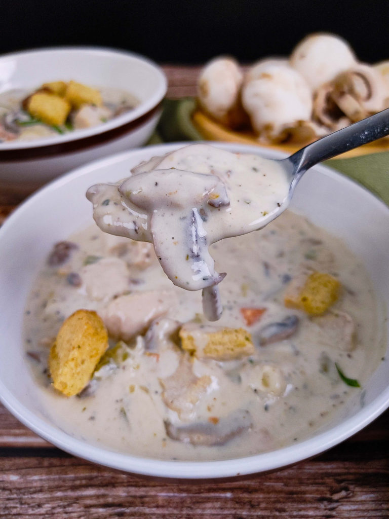 PLATED CREAMY CHICKEN MUSHROOMS SOUP