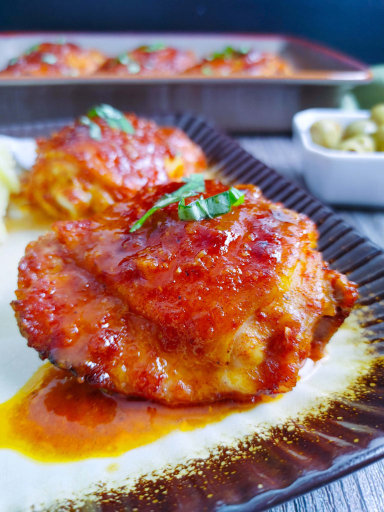 UP CLOSE PHOTO HONEY GARLIC GLAZED CHICKEN THIGHS