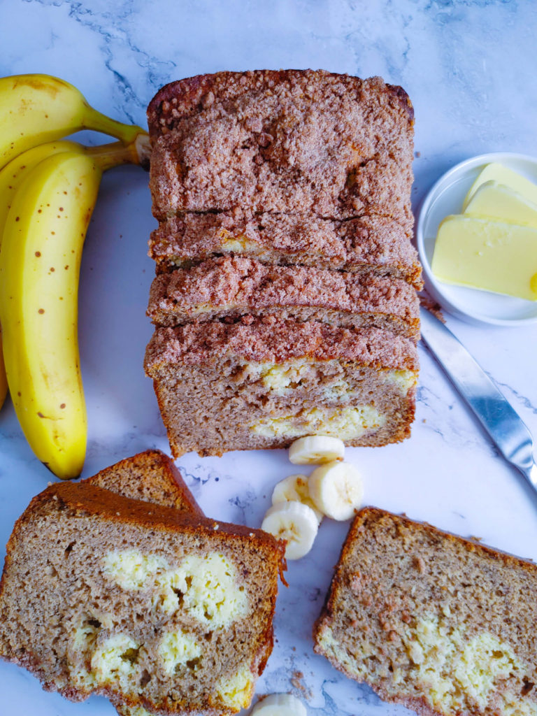 SLICED CREAM CHEESE BANANA BREAD