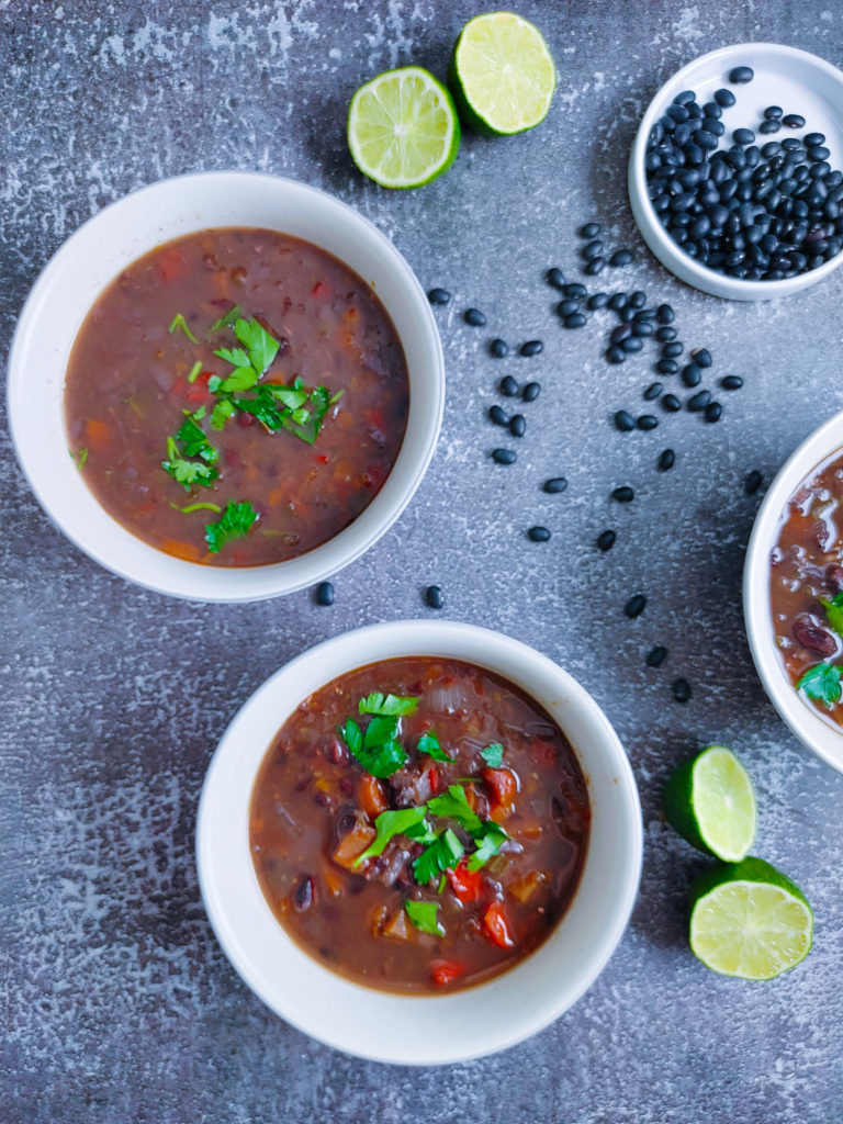 DUAL BOWLS OF SLOW COOKER BLACK BEAN SOUP