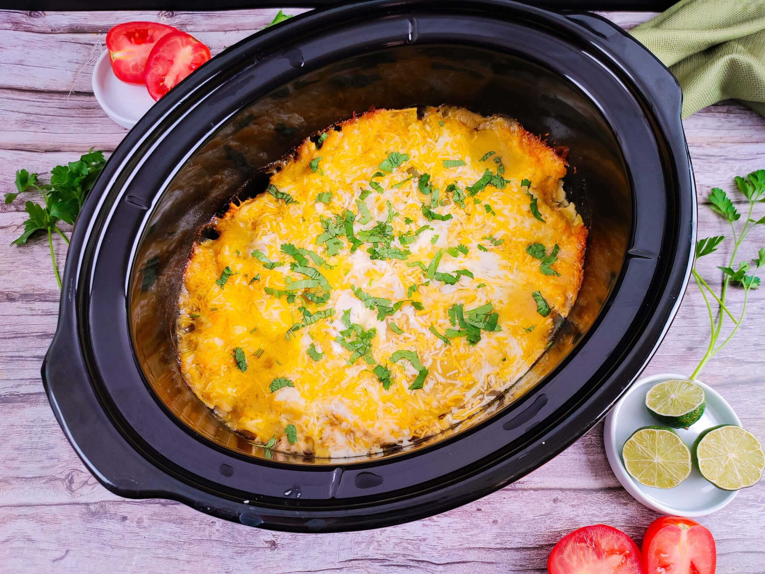 Slow Cooker Chicken Enchilada Casserole with Green Chile