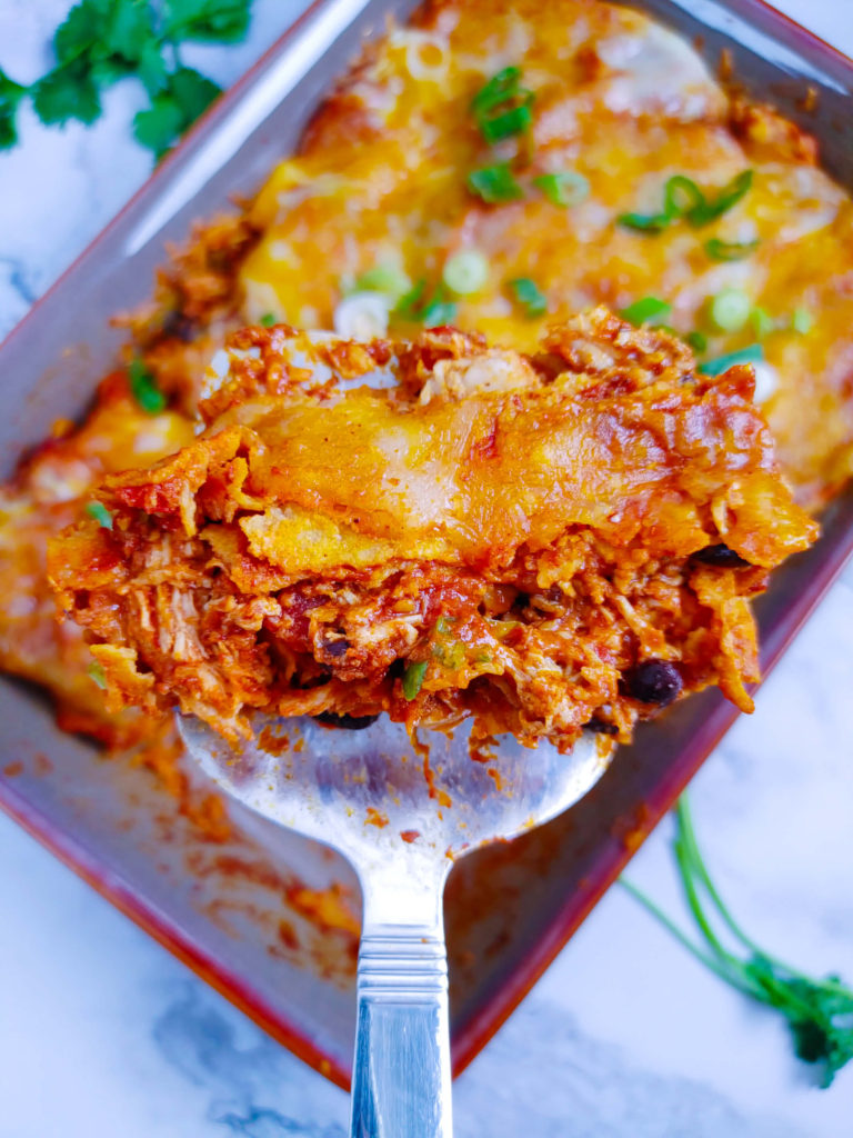 SCOOPING WEIGHT WATCHER CHICKEN ENCHILADA