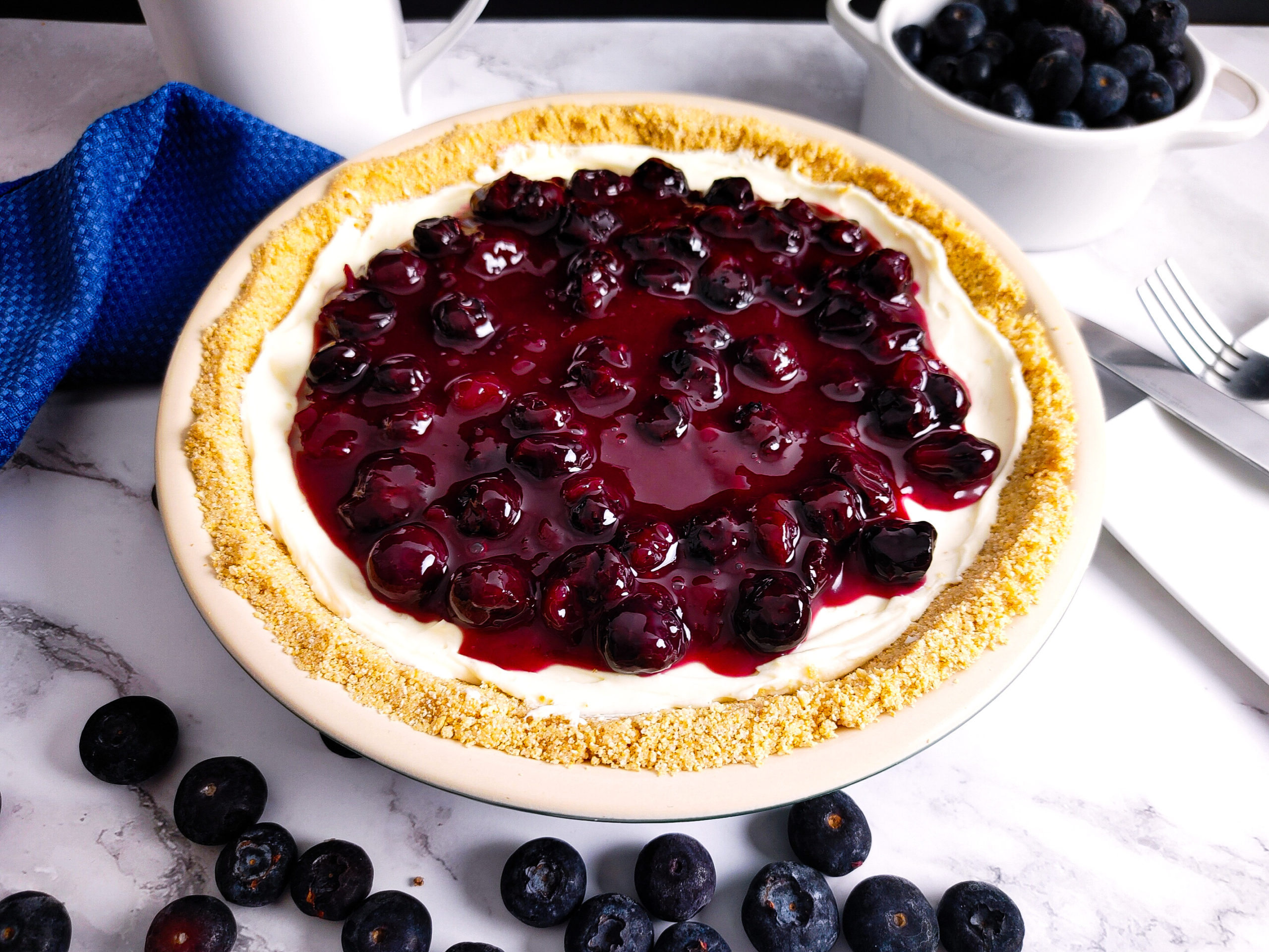 Quick No Bake Blueberry Cheesecake Pie Recipe