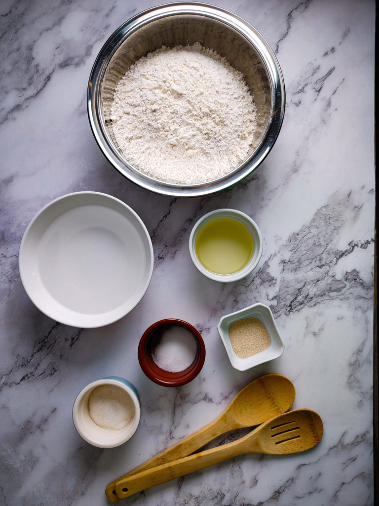 PICTURE OF INGREDIENTS FOR FRIED DOUGH WITH YEAST