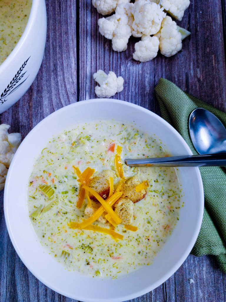 PLATED BROCCOLI CAULIFLOWER SOUP