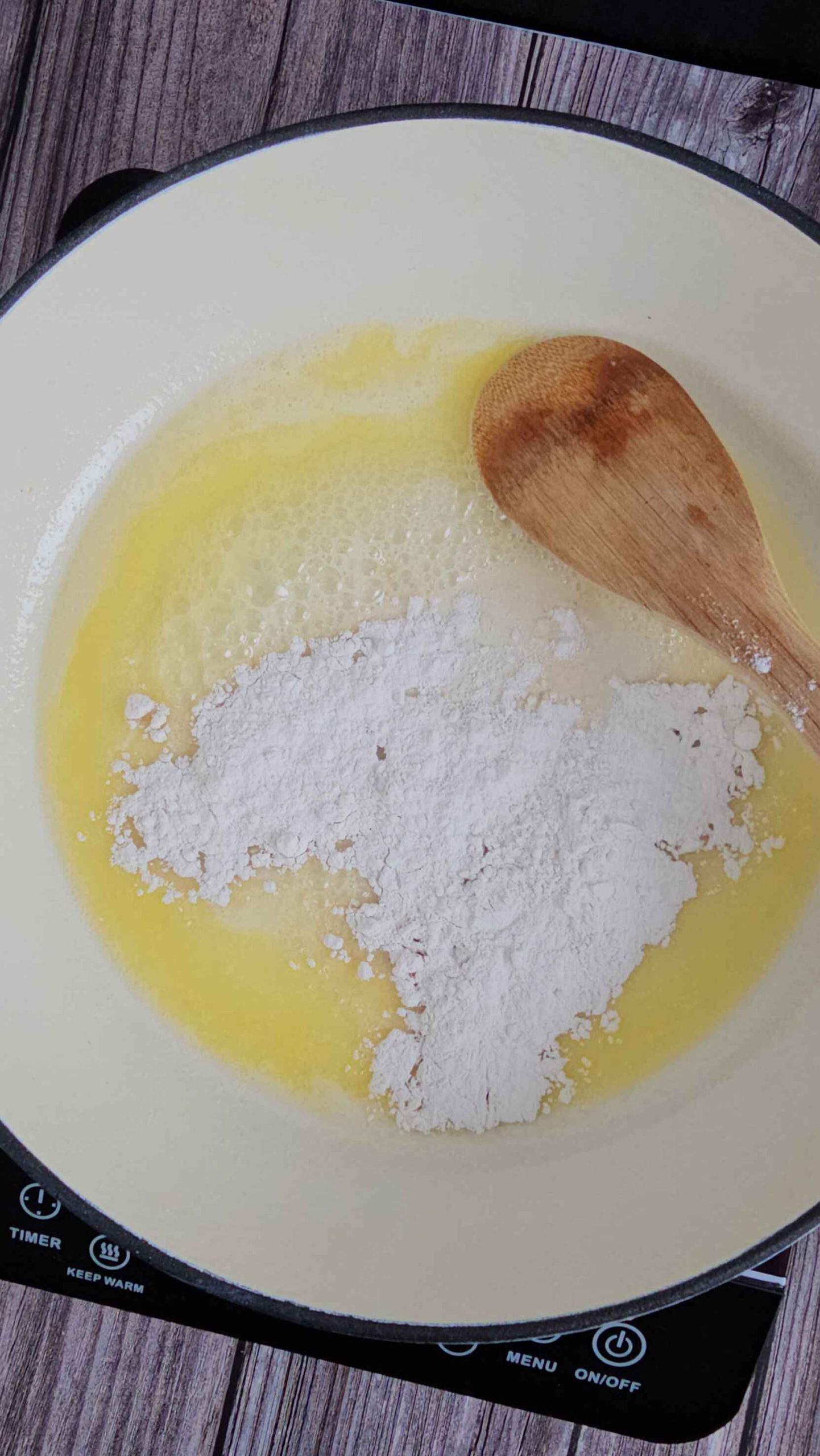 ADD THE FLOUR TO CREATE A ROUX
