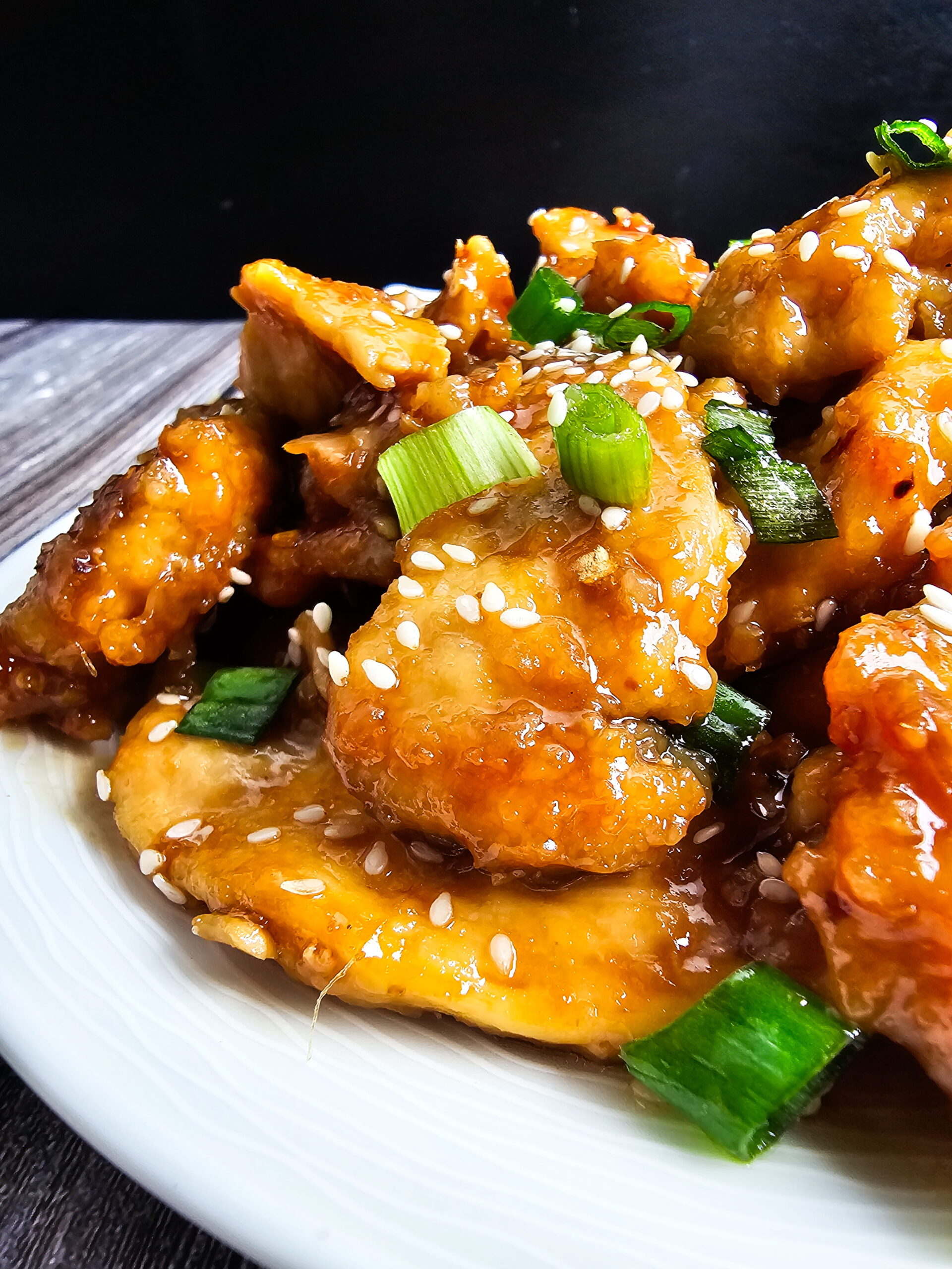 Restaurant style Mongolian chicken homemade recipe with crispy chicken bites and rich garlic ginger glaze.