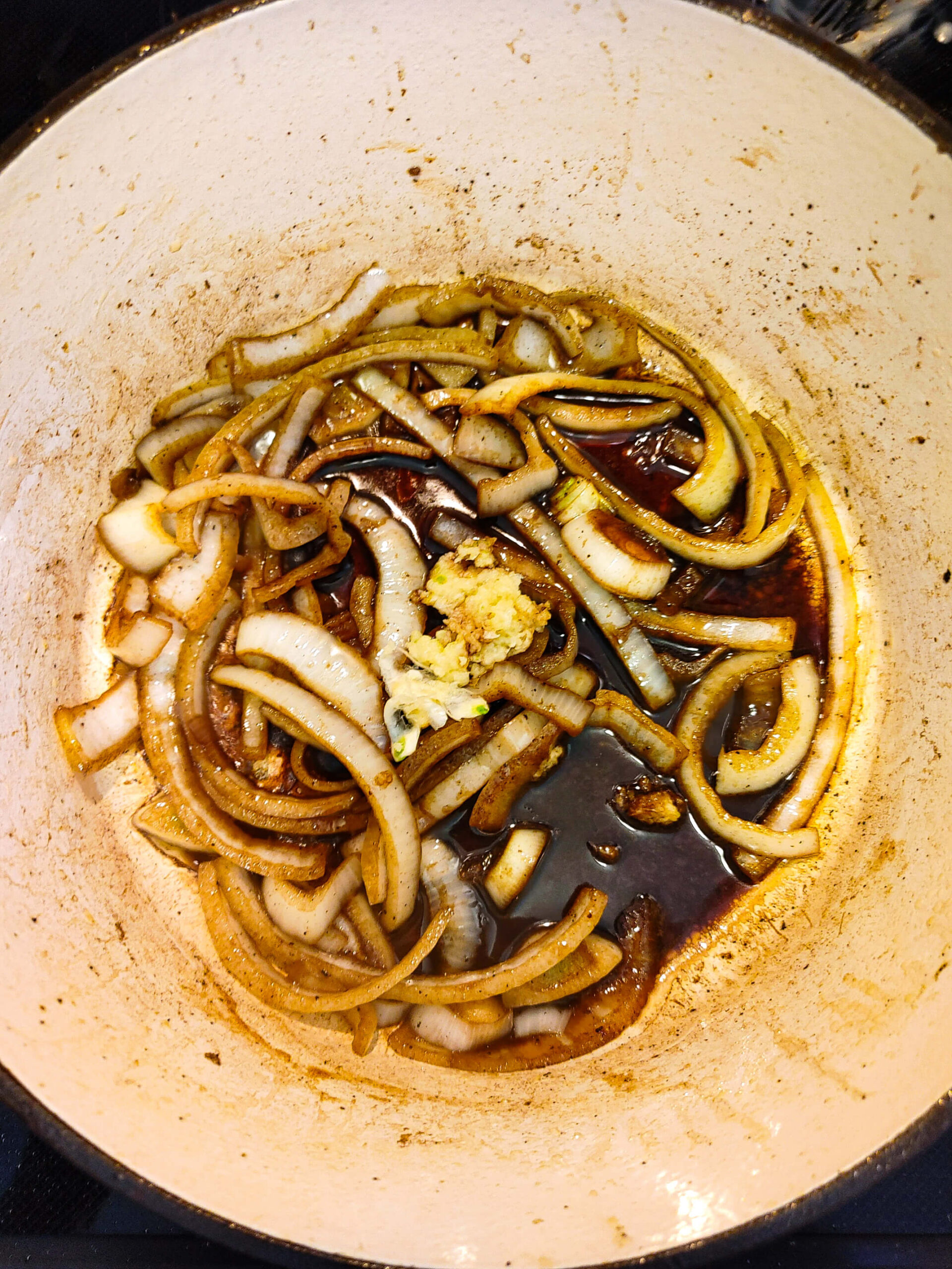 SAUTE THE ONIONS AND GARLIC IN THE SAME SKILLET