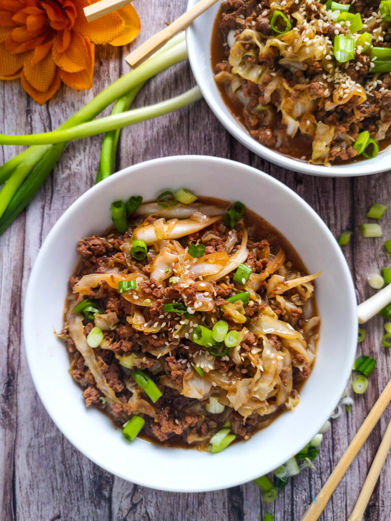 PLATED LOW-CARB MONGOLIANB GROUND BEEF RECIPE