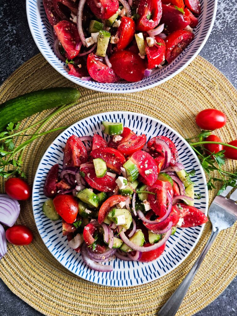 TOMATO CUCUMBER WITH FETA RECIPE